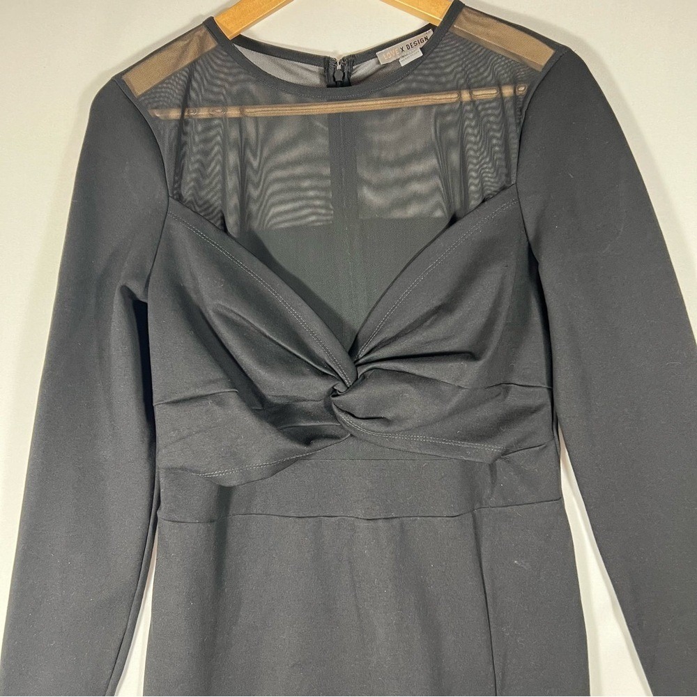 LOVE By Design Long Sleeves Mesh Ruched Midi Dress Size Large